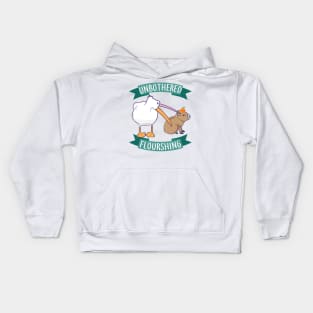 Unbothered Flourishing Capybara Pelican Funny Meme Cute Meme Kids Hoodie